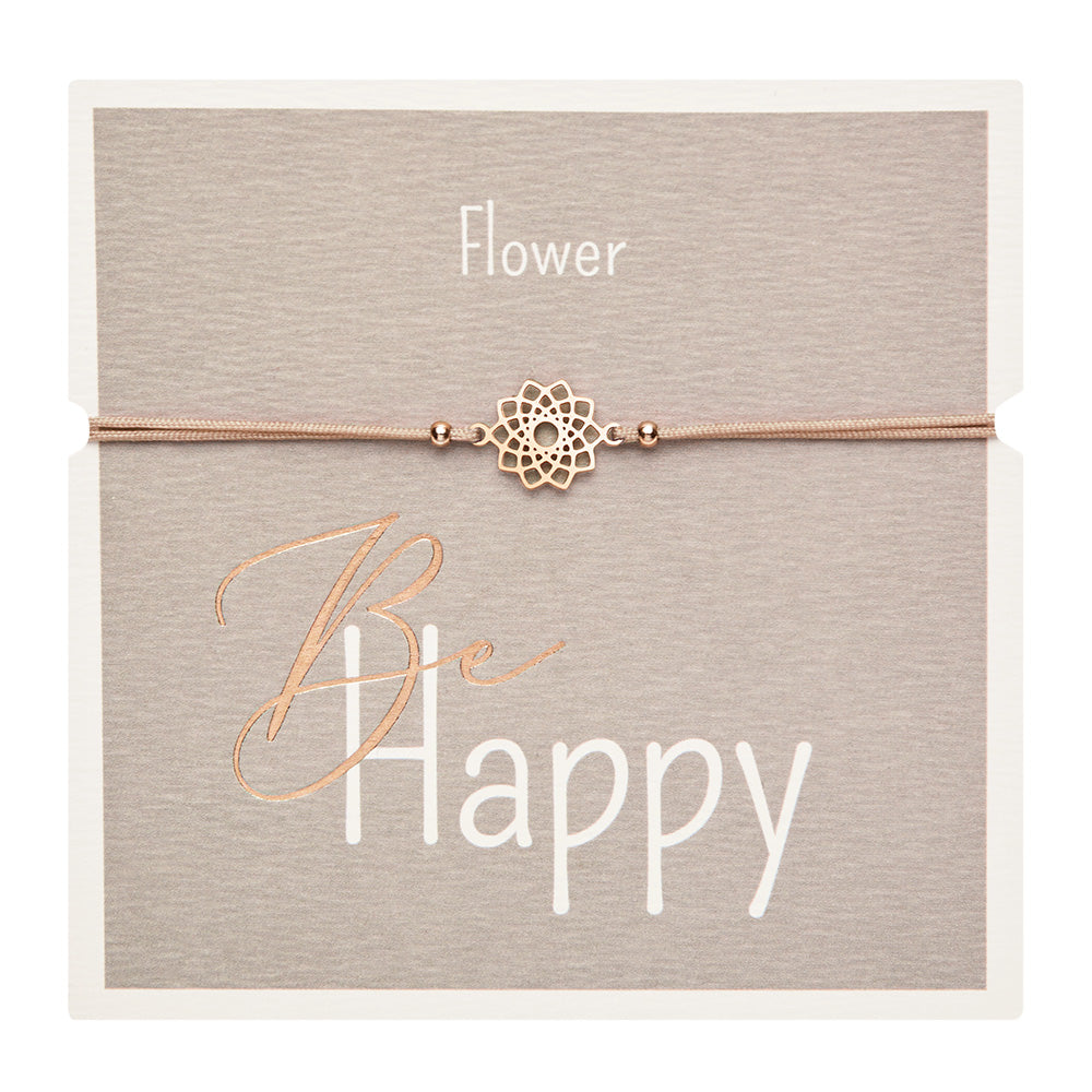 Edelstahlarmband Blume rosévergoldet - "Be Happy"