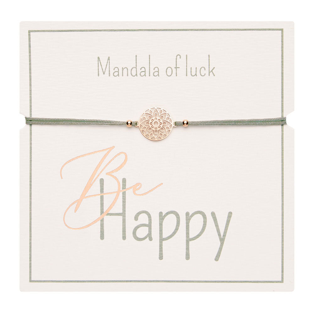 Edelstahlarmband rosévergoldet Mandala des Glücks- "Be Happy"