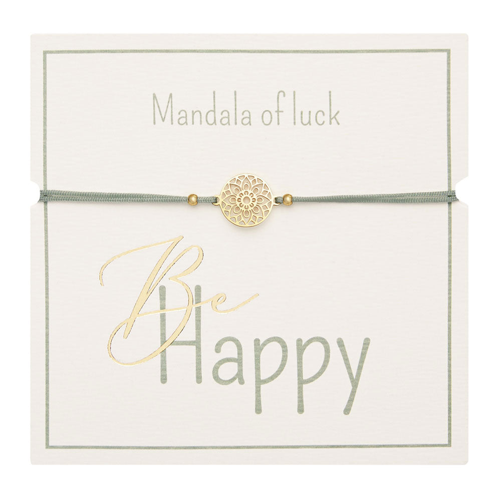 Edelstahlarmband vergoldet Mandala des Glücks- "Be Happy"