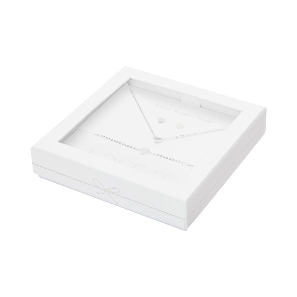 Geschenkset Herz versilbert - Love it