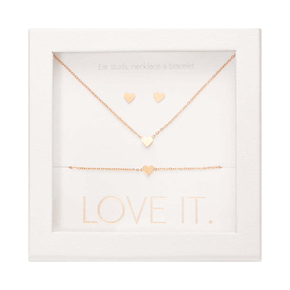 Geschenkset Herz rosévergoldet - Love it