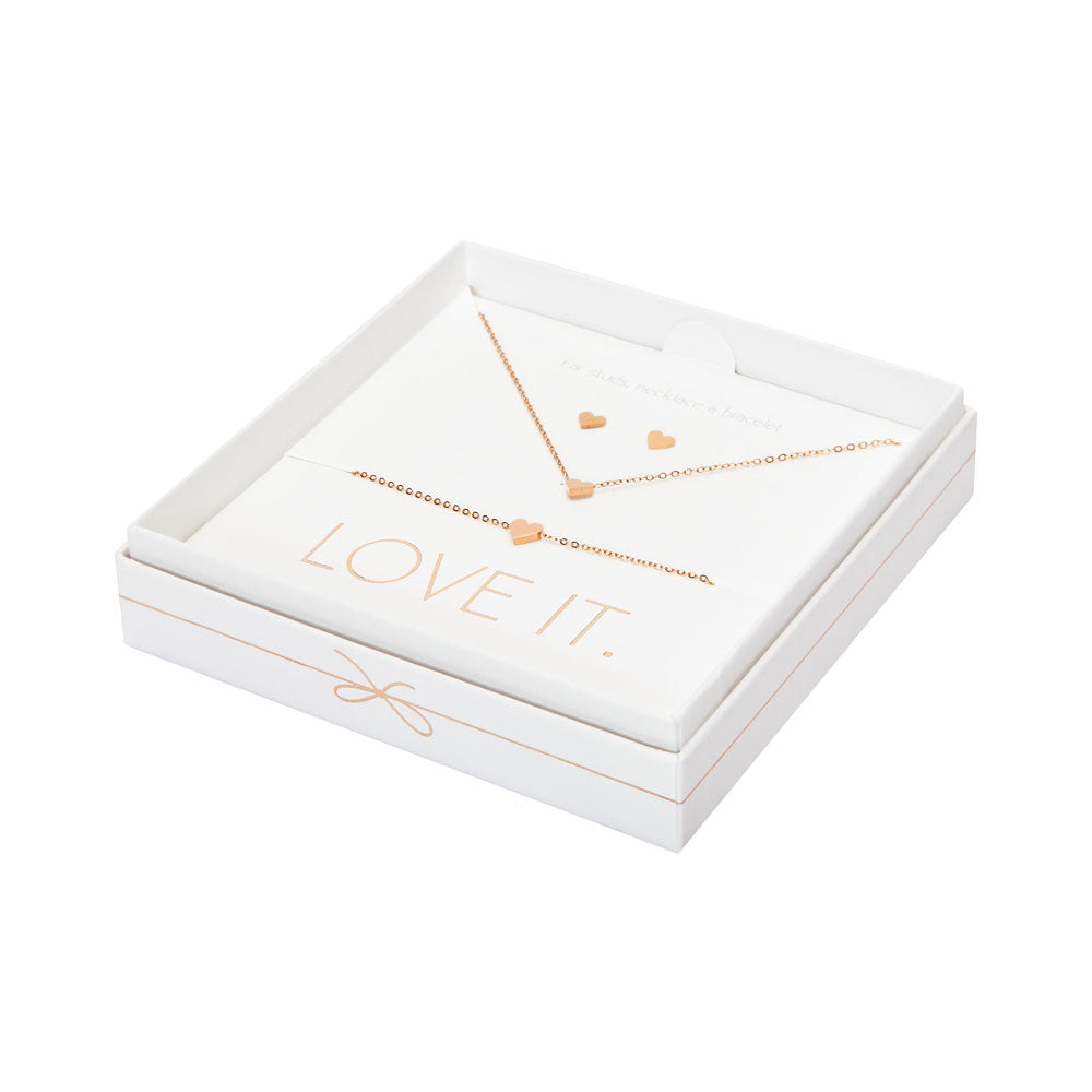 Geschenkset Herz rosévergoldet - Love it