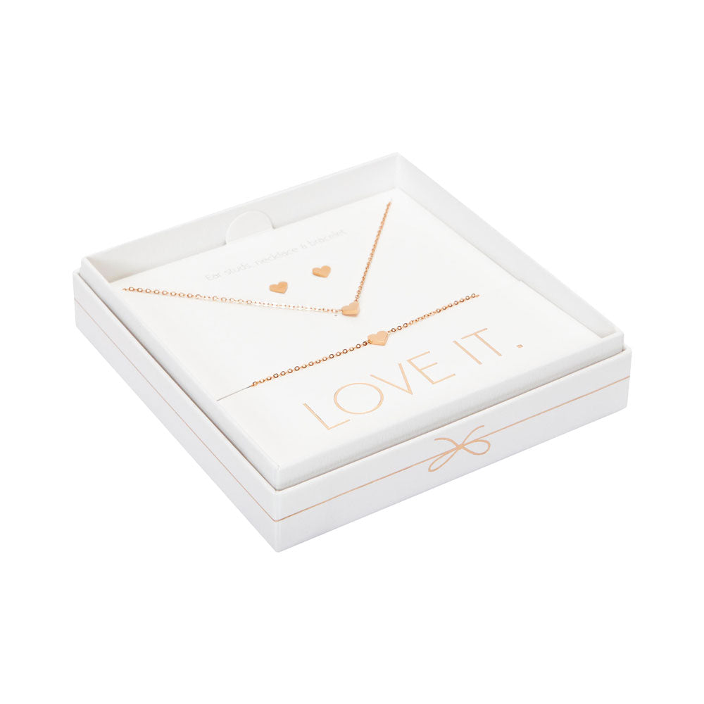 Geschenkset Herz rosévergoldet - Love it