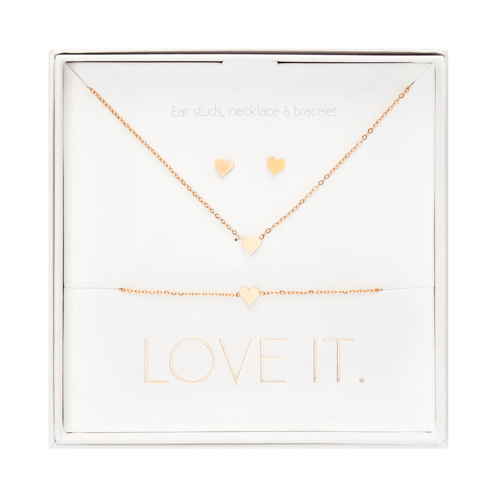 Geschenkset Herz rosévergoldet - Love it