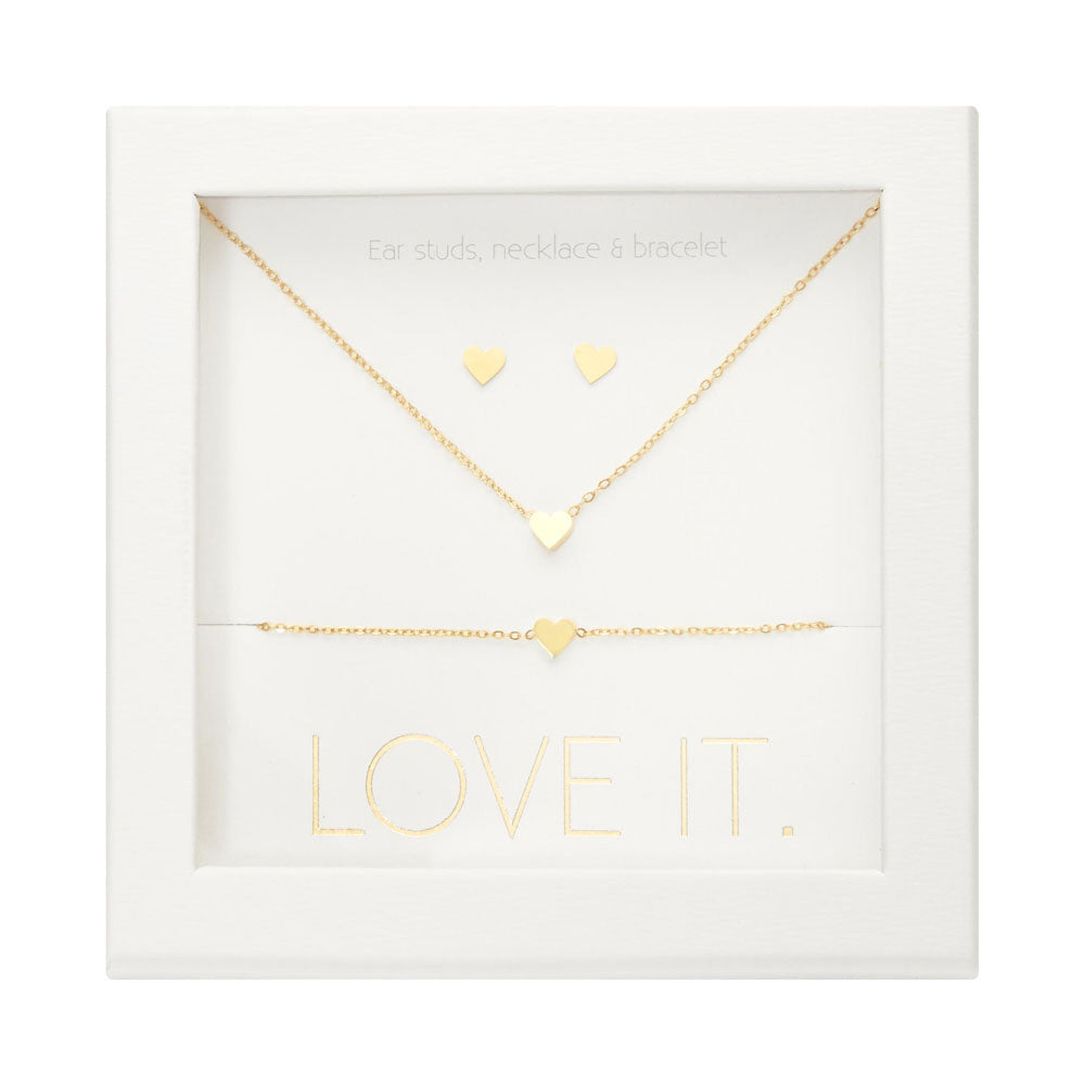 Geschenkset Herz vergoldet - Love it