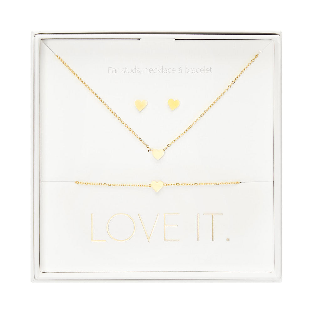 Geschenkset Herz vergoldet - Love it