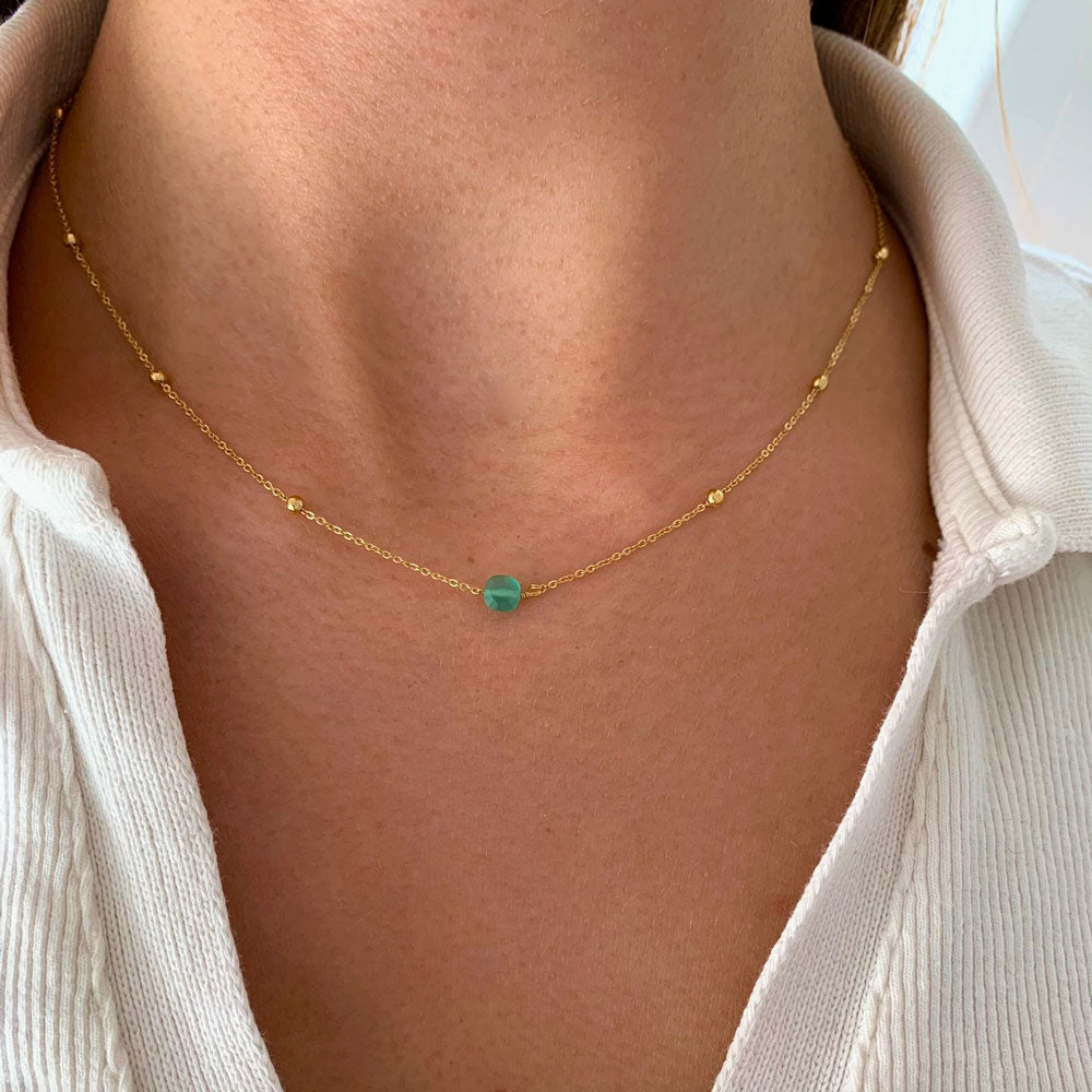 Grüner Achat feine Halskette Annina - Victoire Collection