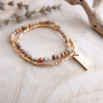 Verrückter Spitzenachat und Gold Double Wrap Armband - Cecelia Designs Jewelry