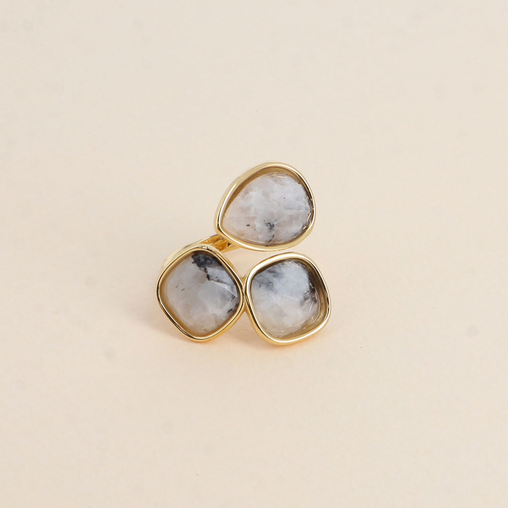 Idrissa Edelstahlring mit weissem Achat- Bohm Paris