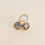 Idrissa Edelstahlring mit Dalmatiner Jaspis, Labradorit & Weisser Achat - Bohm Paris