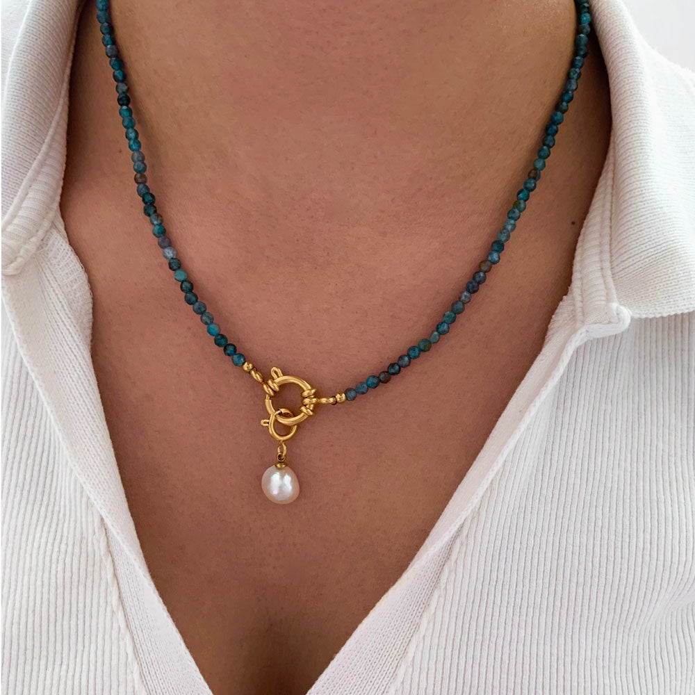 Apatit blau Halskette Mira - Victoire Collection