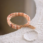 Pfirsich-Achat und Gold Double Wrap Armband - Cecelia Designs Jewelry