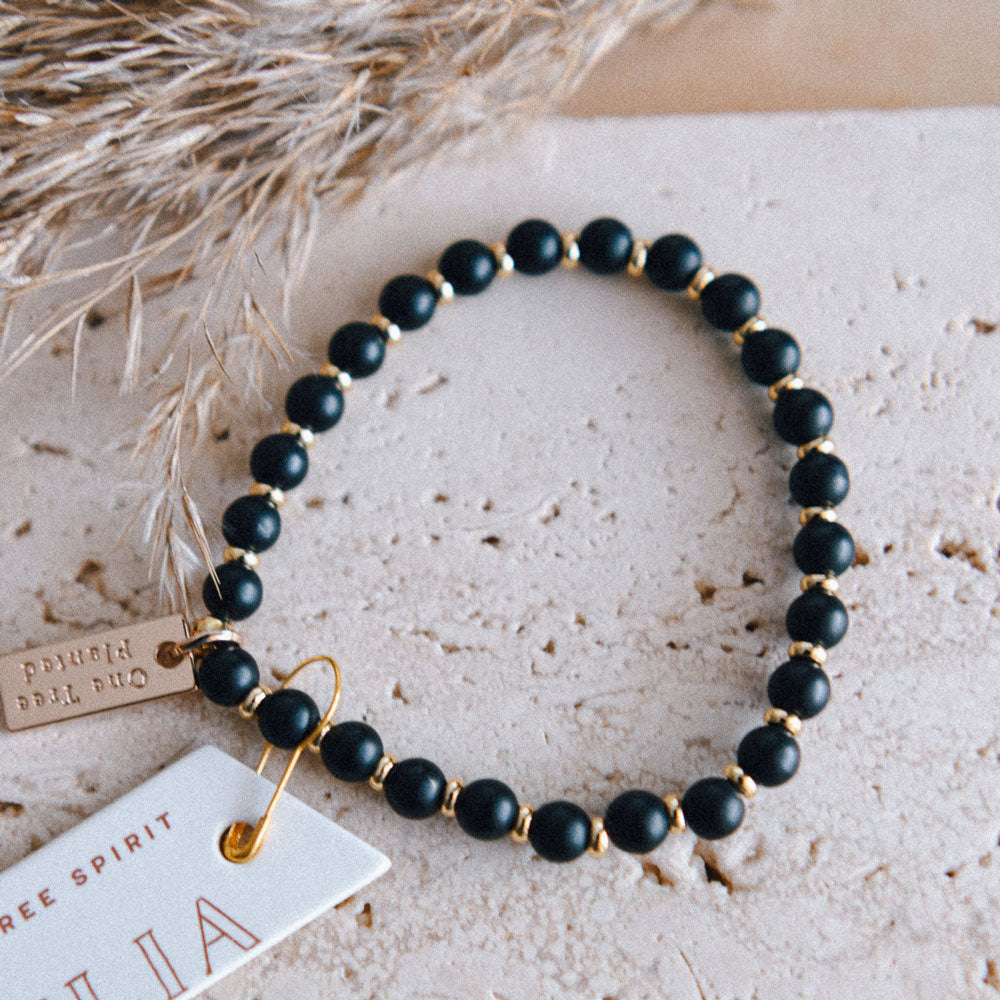 Schwarzer Achat Edelstein Armband 6mm - Cecelia Designs Jewelry