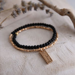 Schwarzer Achat und Gold Double Wrap Armband - Cecelia Designs Jewelry
