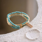 Türkisfarbener Howlith und Gold Double Wrap Armband - Cecelia Designs Jewelry