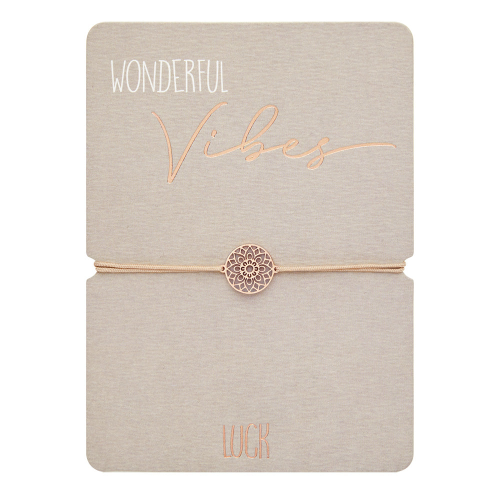 Edelstahlarmband Mandala des Glücks rosévergoldet - "Wonderful Vibes"