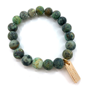 Mattes afrikanisches Türkis Edelstein Armband - Cecelia Designs Jewelry - Lessful