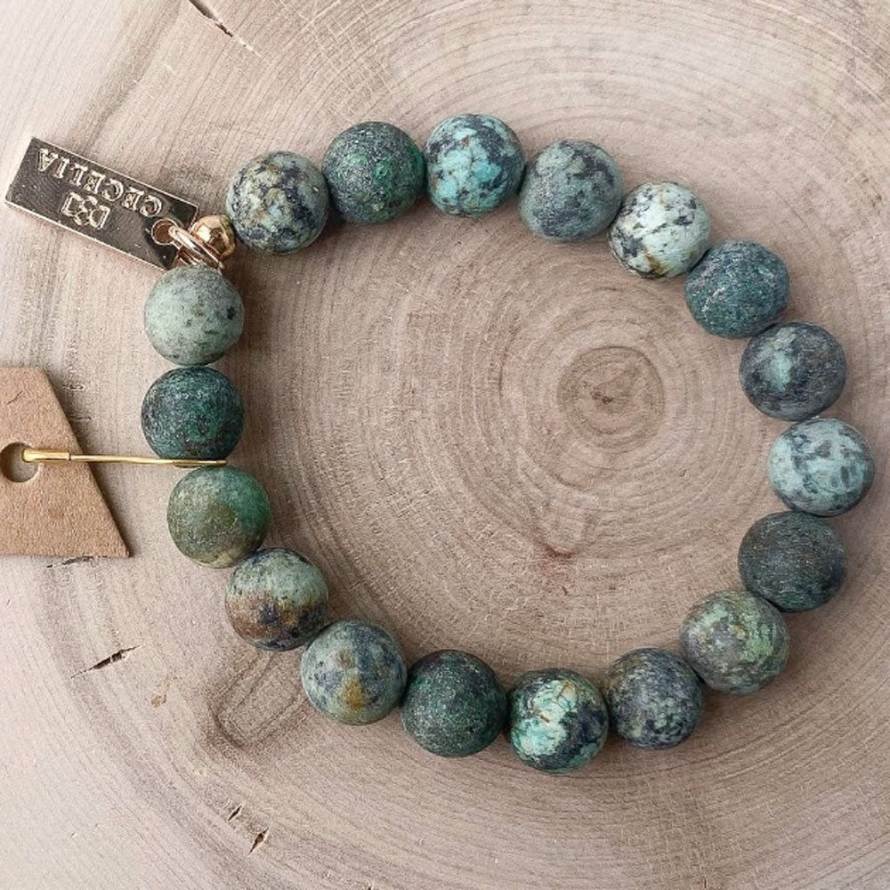 Mattes afrikanisches Türkis Edelstein Armband - Cecelia Designs Jewelry - Lessful