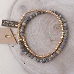 Künstlerischer Jaspis und Gold Double Wrap Armband - Cecelia Designs Jewelry - Lessful